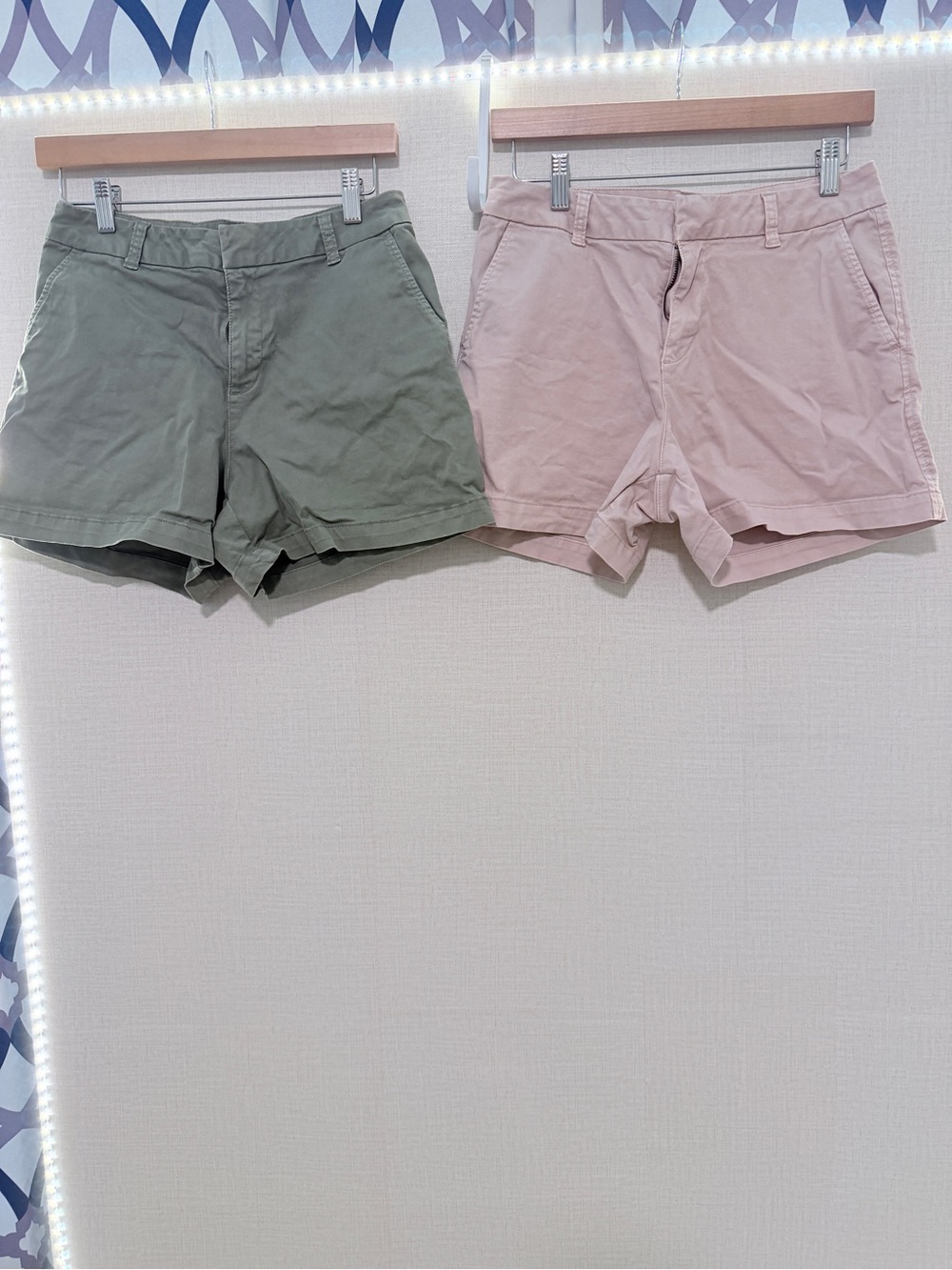 Daily Ritual Sage Green and Blush Pink Chino Shorts Duo